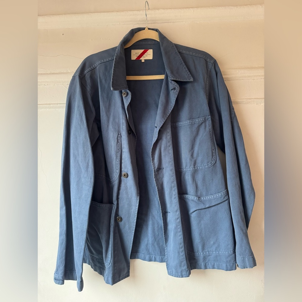 Best Made Co. French workwear chore jacket in blue cotton twill. Like new.